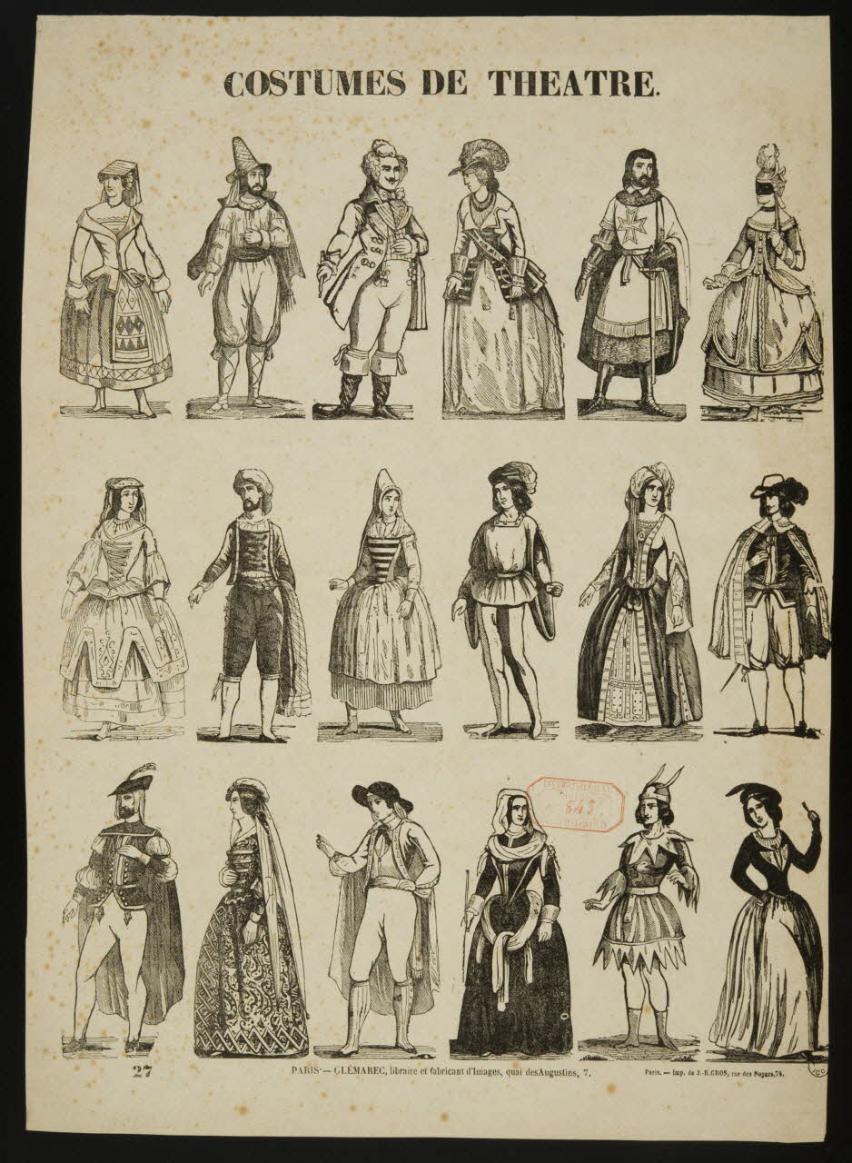 Charles-Eugène Glémarec ; Jean-Baptiste Gros à registres (3) COSTUMES DE THEATRE. Paris 1849-1858 1953.86.4961 Photo
