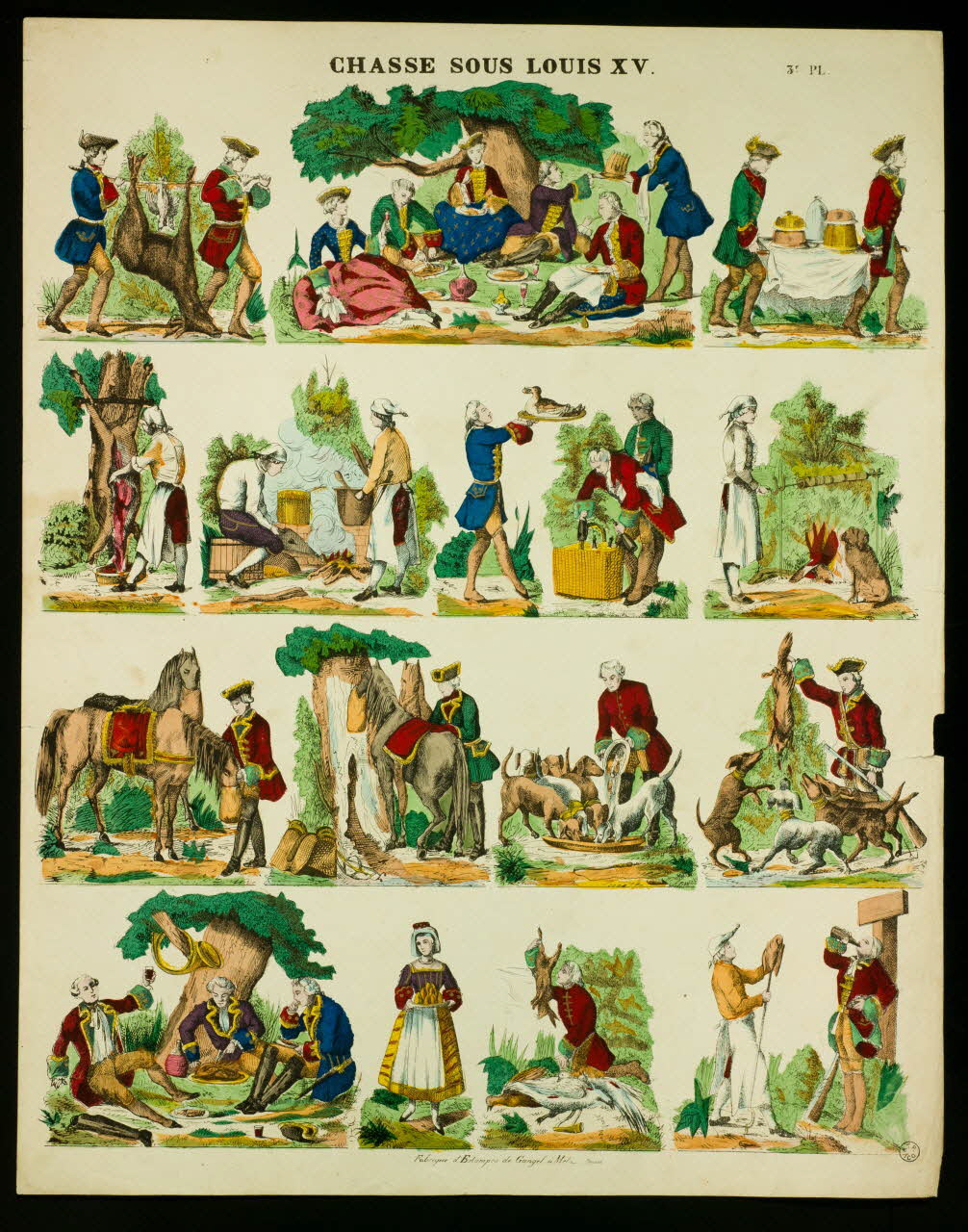 Charles Nicolas Gangel estampe CHASSE SOUS LOUIS XV. Metz 1852-1858 1953.86.5019 Photo