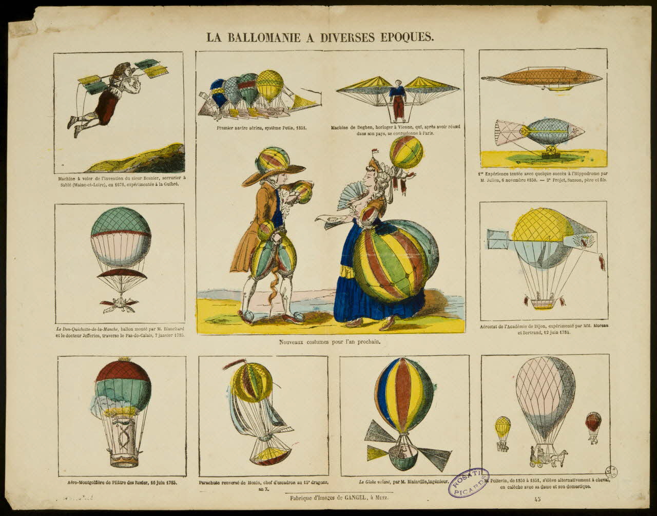 Charles Nicolas Gangel estampe LA BALLOMANIE A DIVERSES EPOQUES. Metz 1852-1858 1953.86.5031 Photo