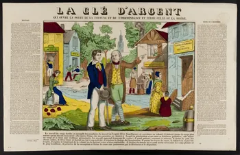 Charles Nicolas Gangel estampe LA CLE D'ARGENT  QUI OUVRE LA PORTE DE LA FORTUNE ET DE L'INDEPENDANCE ET FERME CELLE DE LA MISERE. Metz 1852-1858 1953.86.5052  Photo
