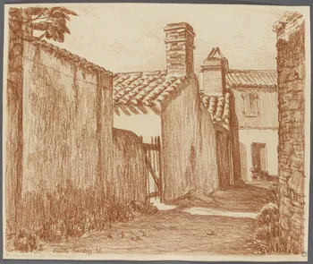 Emile Boutin dessin Rue Emery Gratton - St-Gilles sVie. Saint-Gilles-sur-Vie 1938 1942.2.53 Photo RMN-Grand Palais (Mucem)/ Franck Raux