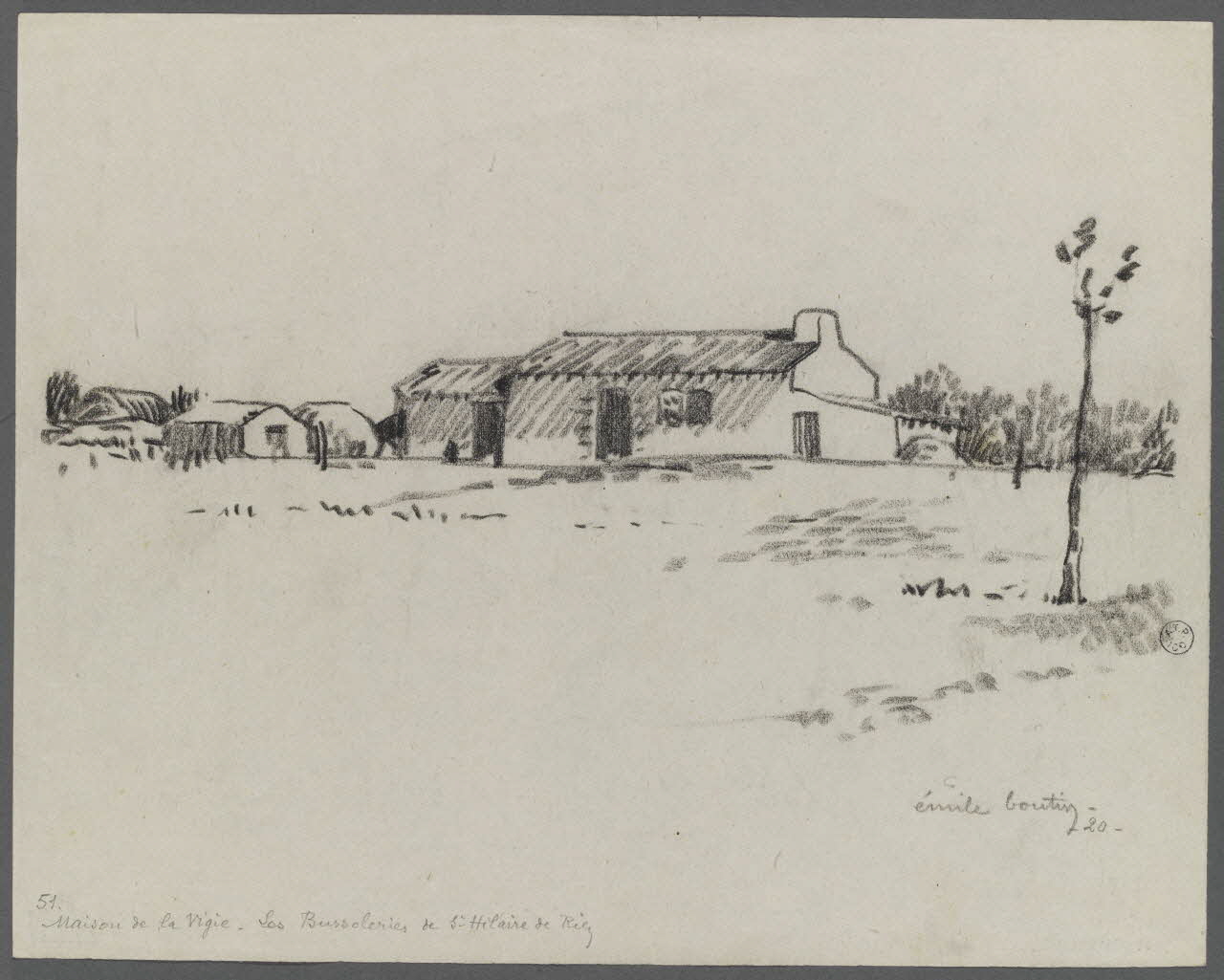 Emile Boutin dessin Maison de la Vigie. Les Bussoleries de St-Hilaire de Riez Riez 85 1920 1942.2.24 Photo RMN-Grand Palais (Mucem)/ Franck Raux