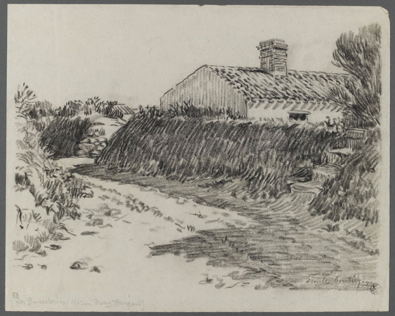 Emile Boutin dessin Les Bussoleries (Maison Pierre Burgaud) Riez 85 1920 1942.2.26 Photo RMN-Grand Palais (Mucem)/ Franck Raux