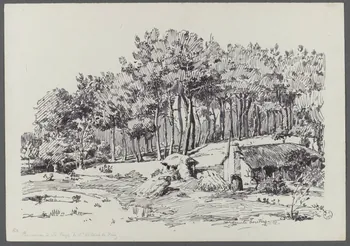 Emile Boutin dessin Bourrines à La Faye de St Hilaire de Riez. Riez 85 1912 1942.2.33 Photo RMN-Grand Palais (Mucem)/ Franck Raux