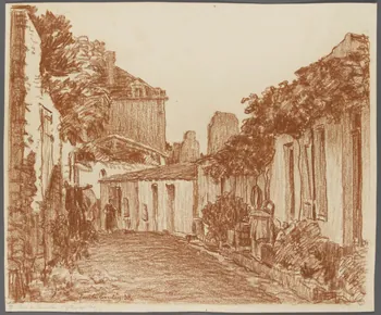 Emile Boutin dessin Rue du Cimetière - St Gilles sVie Saint-Gilles-sur-Vie 1938 1942.2.52 Photo RMN-Grand Palais (Mucem)/ Franck Raux