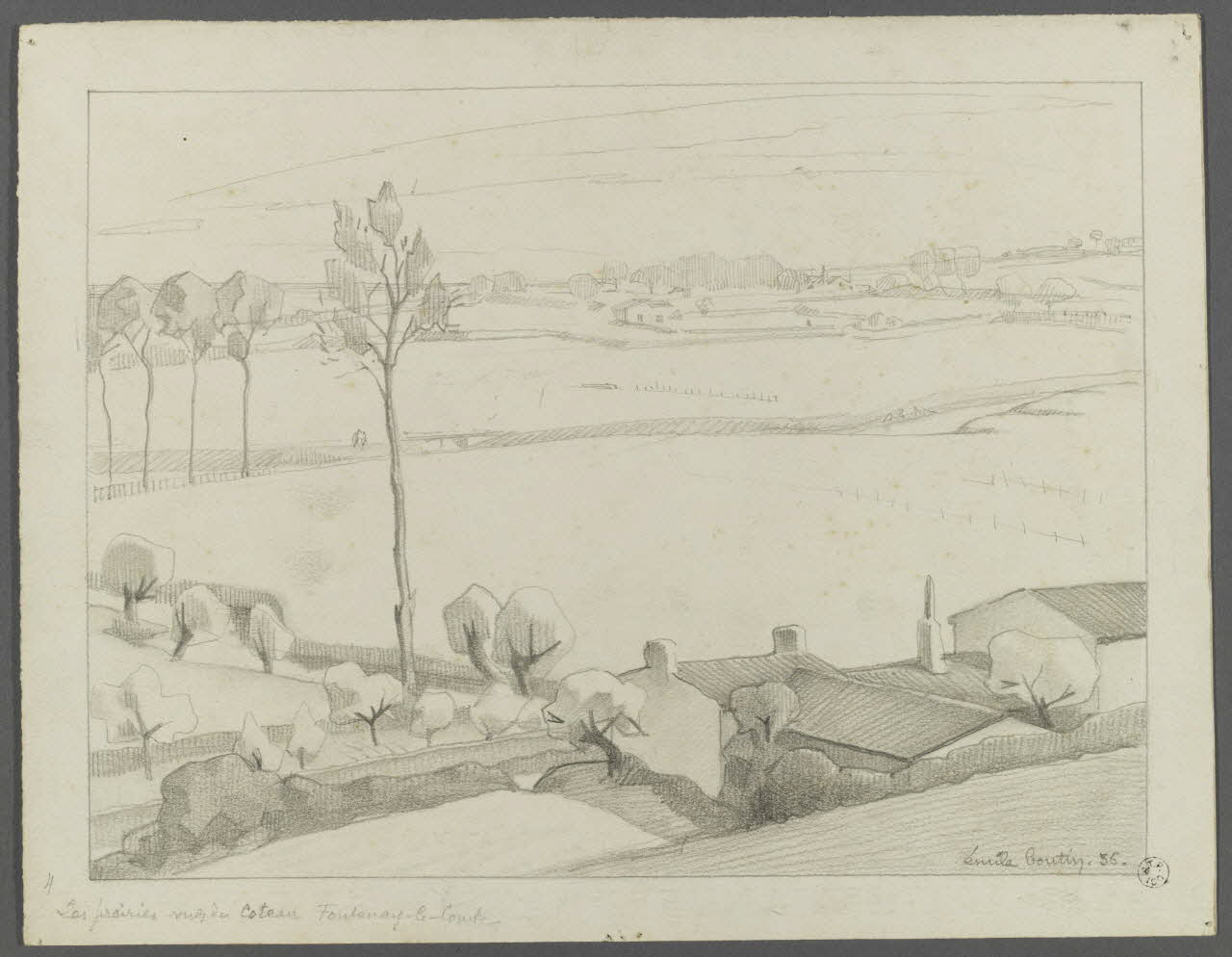 Emile Boutin dessin Les prairies vues du coteau Fontenay-le-Comte Fontenay-le-Comte 1936 1942.2.68 Photo RMN-Grand Palais (Mucem)/ Franck Raux