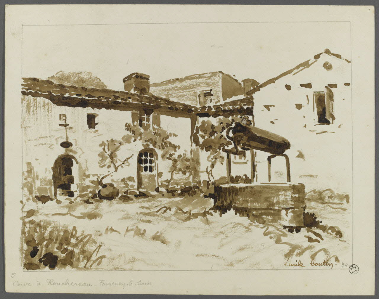 Emile Boutin dessin Cour à Rouchereau - Fontenay-le-Comte Fontenay-le-Comte 1934 1942.2.69 Photo RMN-Grand Palais (Mucem)/ Franck Raux
