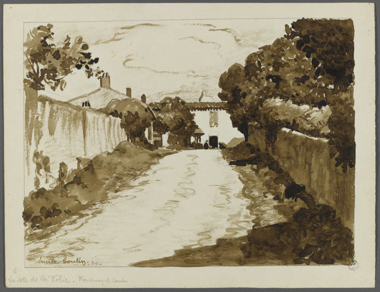 Emile Boutin dessin La côte de la Folie. Fontenay-le-Comte Fontenay-le-Comte 1934 1942.2.70 Photo RMN-Grand Palais (Mucem)/ Franck Raux