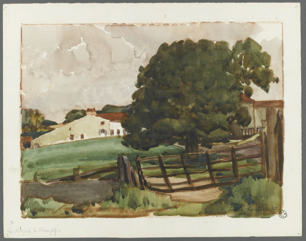 Emile Boutin dessin Les Noyers à Charzais Charzais 1927 1942.2.71 Photo RMN-Grand Palais (Mucem)/ Franck Raux