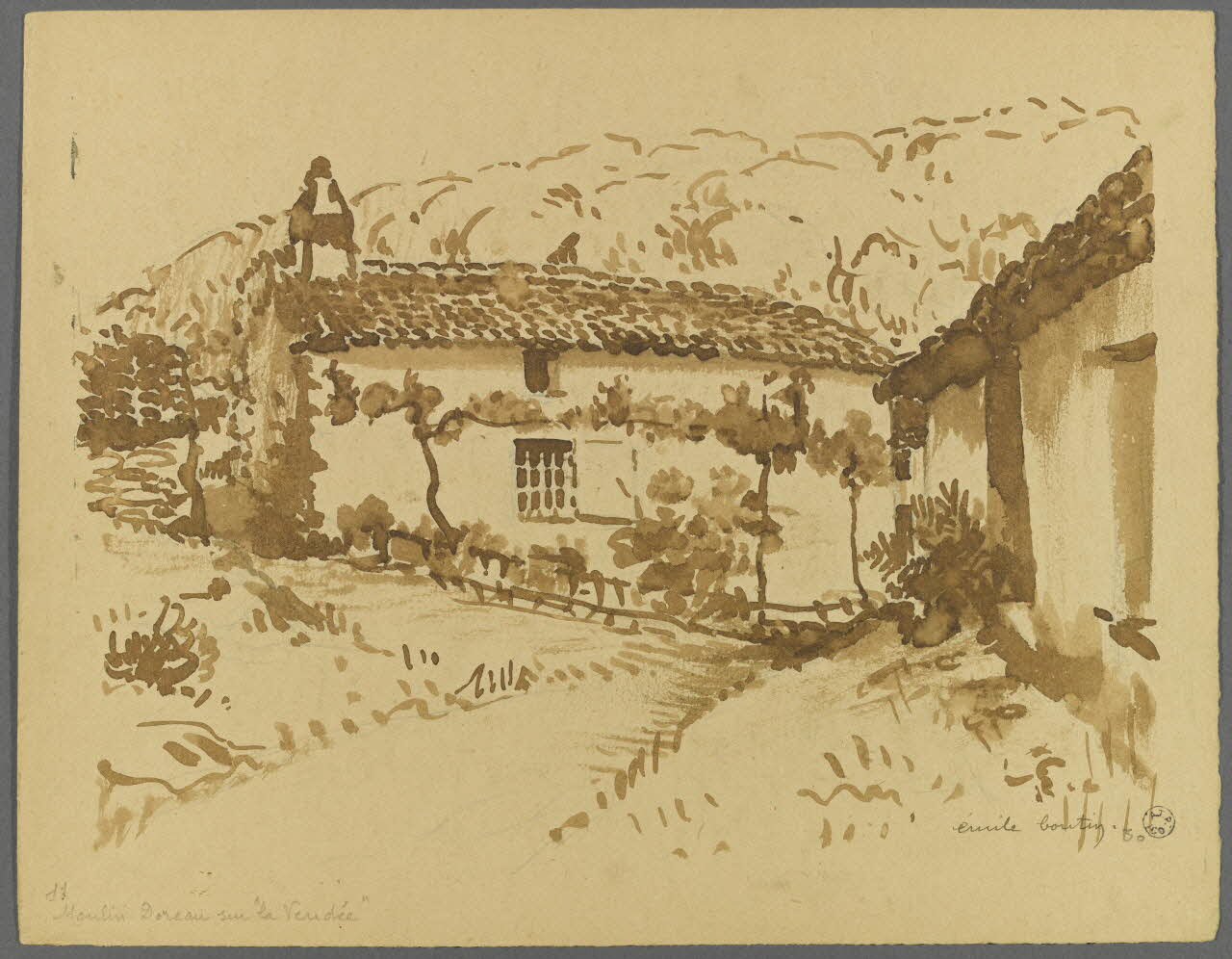 Emile Boutin dessin Moulin Doreau sur "la Vendée" Vendée 1930 1942.2.75 Photo RMN-Grand Palais (Mucem)/ Franck Raux
