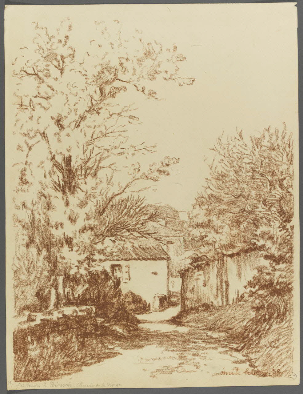 Emile Boutin dessin printemps à Biossais - chemin de la Vierge Biossais 1938 1942.2.79 Photo RMN-Grand Palais (Mucem)/ Franck Raux