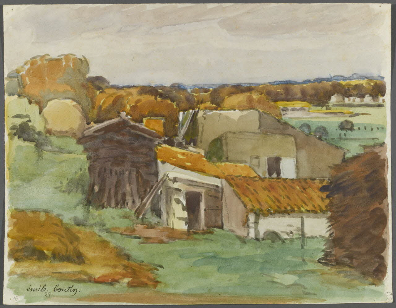 Emile Boutin dessin Ferme du Coteau, Fontenay-le-Comte (vers la vallée) Fontenay-le-Comte 1928 1942.2.80 Photo RMN-Grand Palais (Mucem)/ Franck Raux