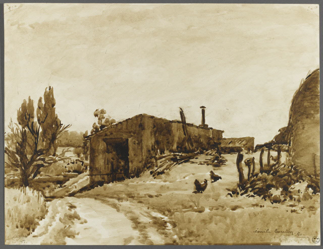 Emile Boutin dessin Ferme du Coteau - Les dépendances -  Fontenay-le-Comte Fontenay-le-Comte 1940 1942.2.81 Photo RMN-Grand Palais (Mucem)/ Franck Raux