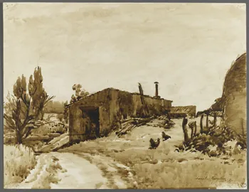 Emile Boutin dessin Ferme du Coteau - Les dépendances -  Fontenay-le-Comte Fontenay-le-Comte 1940 1942.2.81  Photo RMN-Grand Palais (Mucem)/ Franck Raux