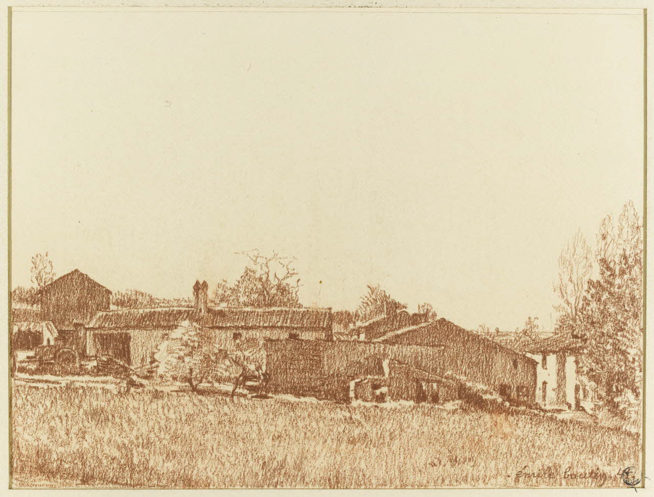 Emile Boutin dessin Printemps au Hameau de Guéméné, commune de Longèves. Longèves 85 1941 1942.2.87 Photo RMN-Grand Palais (Mucem)/ Franck Raux