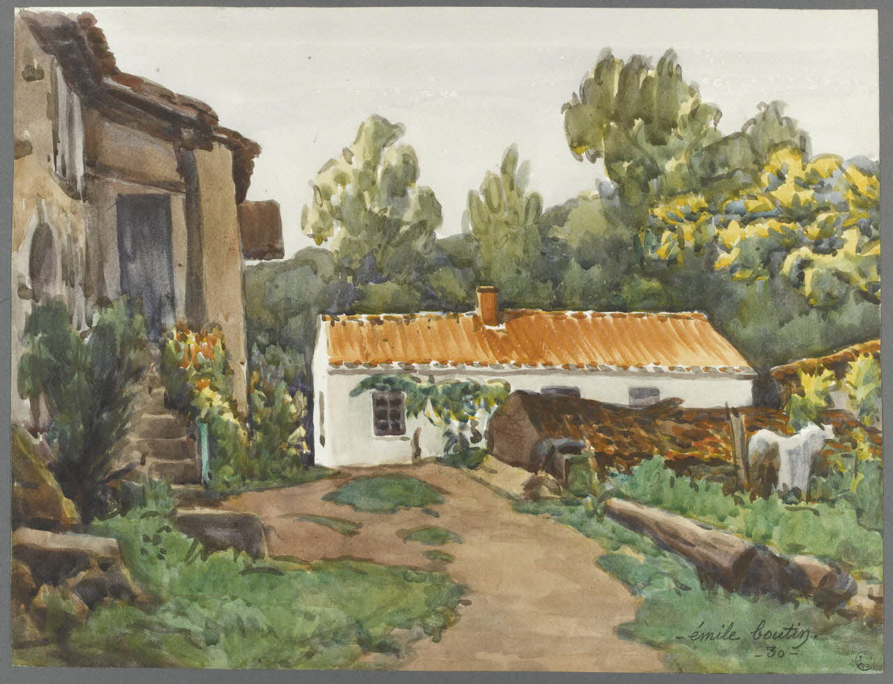 Emile Boutin dessin Maison blanche à Diet.  forêt de Mervent Mervent 1930 1942.2.91 Photo RMN-Grand Palais (Mucem)/ Franck Raux