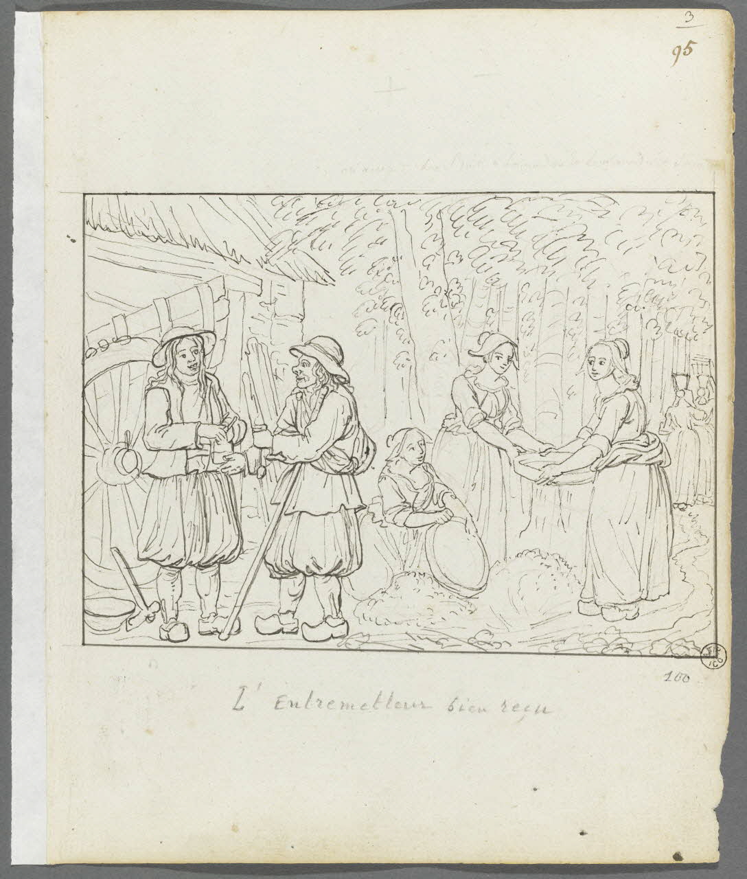 Olivier PERRIN partie d'un ensemble de dessins, album factice L'Entremetteur bien reçu Bretagne, France 1805-1815 1958.37.1.100 Photo RMN-Grand Palais (Mucem)