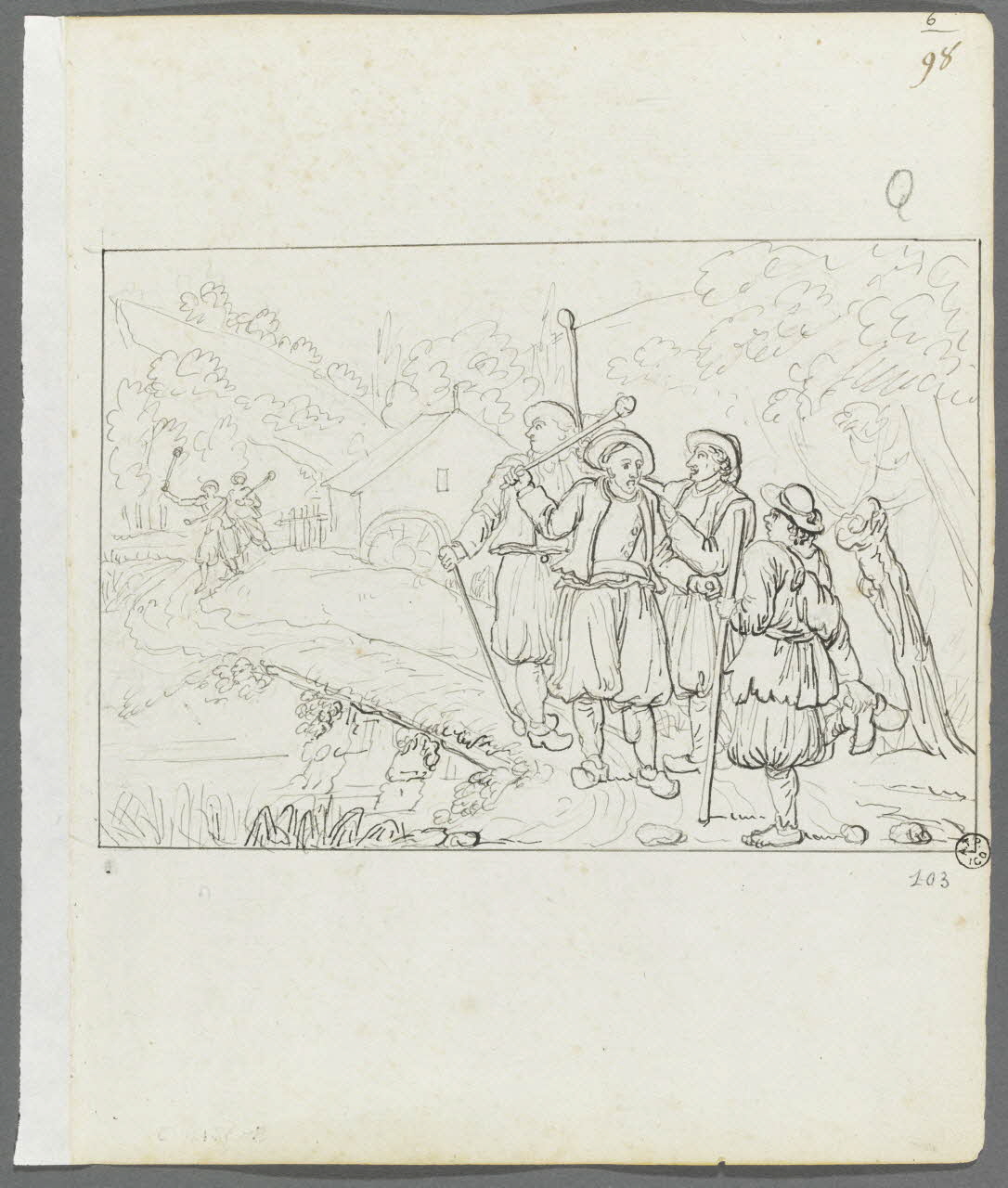 Olivier PERRIN partie d'un ensemble de dessins, album factice Corentin vient au secours du mendiant Gildas menacé par Jaouen et le tailleur Bretagne, France 1805-1815 1958.37.1.103 Photo RMN-Grand Palais (Mucem)