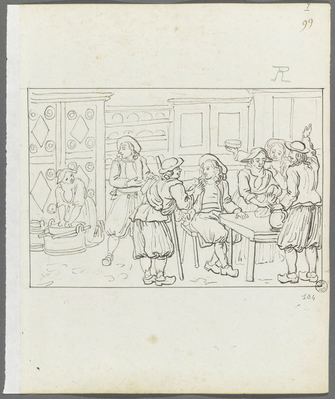 Olivier PERRIN partie d'un ensemble de dessins, album factice Le mendiant régalé Bretagne, France 1805-1815 1958.37.1.104 Photo RMN-Grand Palais (Mucem)