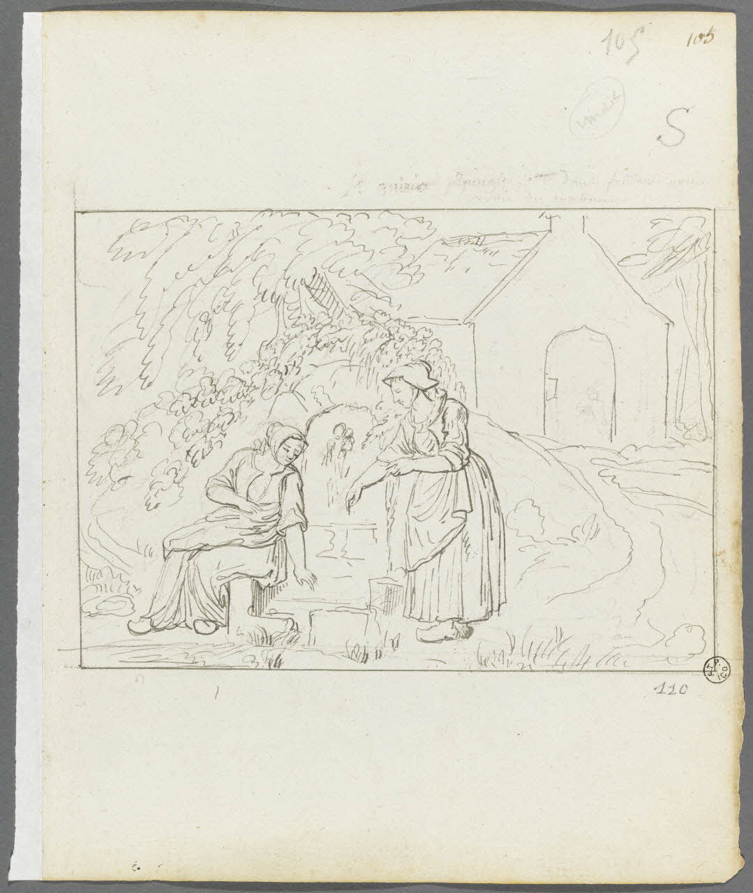 Olivier PERRIN partie d'un ensemble de dessins, album factice Bretonnes à la fontaine Bretagne, France 1805-1815 1958.37.1.110 Photo RMN-Grand Palais (Mucem)