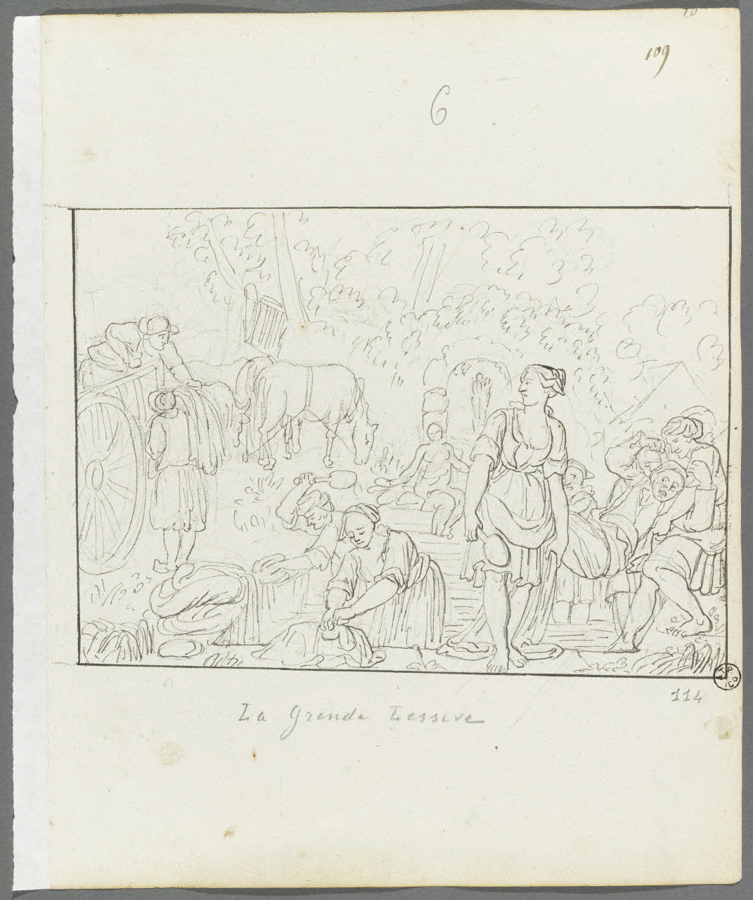 Olivier PERRIN partie d'un ensemble de dessins, album factice La grande Lessive Bretagne, France 1805-1815 1958.37.1.114 Photo RMN-Grand Palais (Mucem)