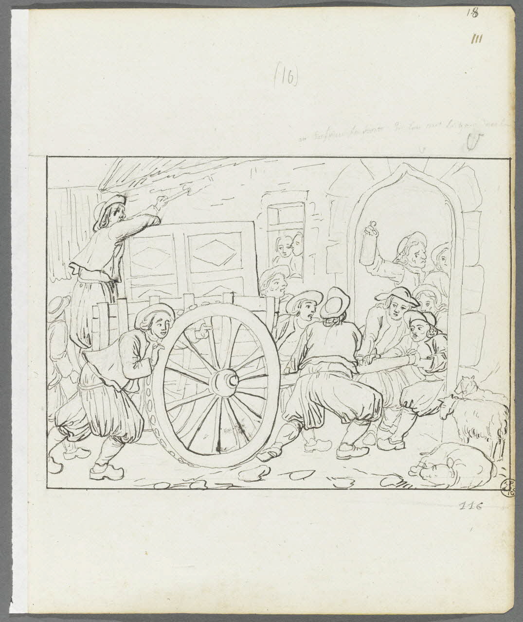 Olivier PERRIN partie d'un ensemble de dessins, album factice La porte enfoncée Bretagne, France 1805-1815 1958.37.1.116 Photo RMN-Grand Palais (Mucem)