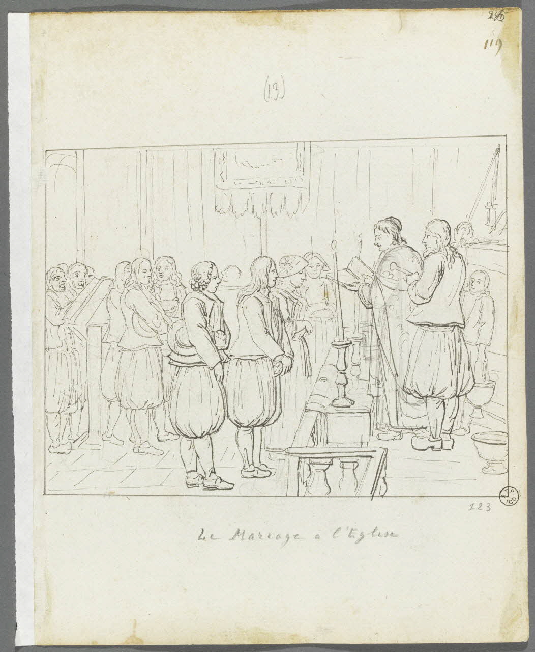 Olivier PERRIN partie d'un ensemble de dessins, album factice Le Mariage à l'Eglise Bretagne, France 1805-1815 1958.37.1.123 Photo RMN-Grand Palais (Mucem)