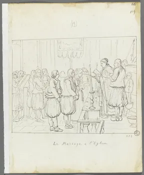 Olivier PERRIN partie d'un ensemble de dessins, album factice Le Mariage à l'Eglise Bretagne, France 1805-1815 1958.37.1.123 Photo RMN-Grand Palais (Mucem)