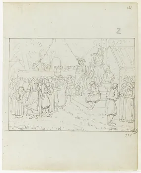 Olivier PERRIN partie d'un ensemble de dessins, album factice La danse au pied du calvaire Bretagne, France 1805-1815 1958.37.1.125 Photo RMN-Grand Palais (Mucem)
