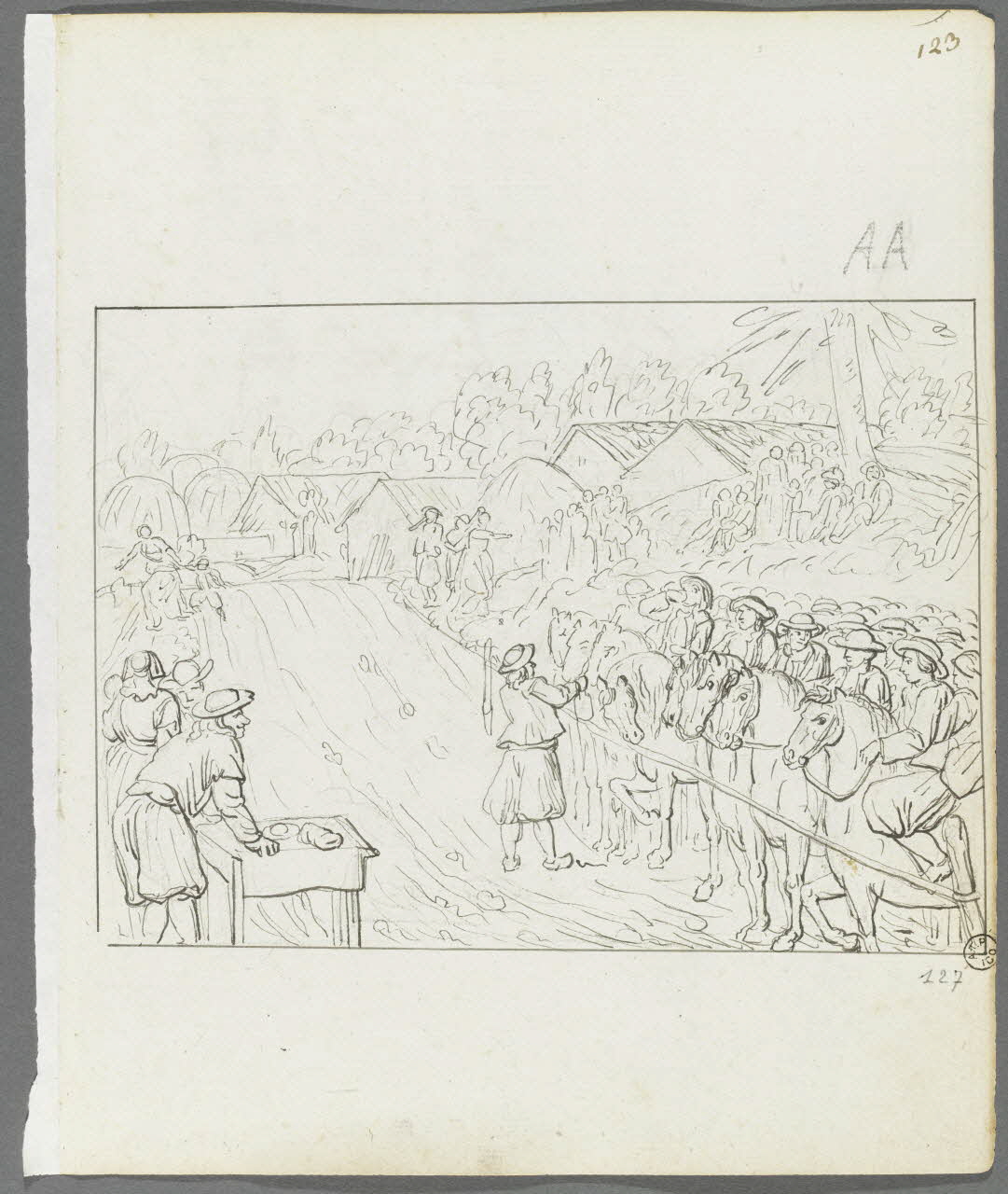 Olivier PERRIN partie d'un ensemble de dessins, album factice La course du retour Bretagne, France 1805-1815 1958.37.1.127  Photo RMN-Grand Palais (Mucem)