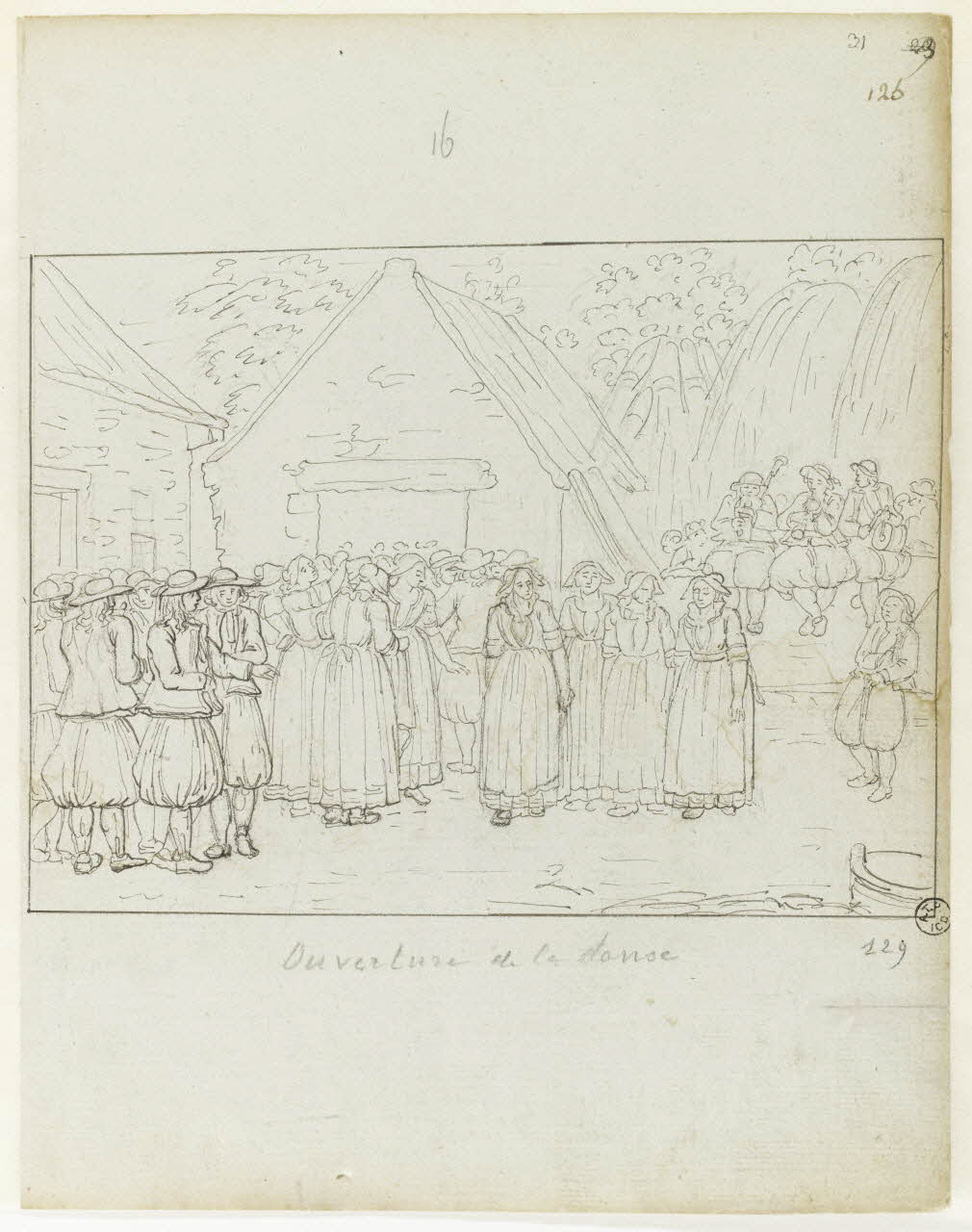 Olivier PERRIN partie d'un ensemble de dessins, album factice Ouverture de la danse Bretagne, France 1805-1815 1958.37.1.129  Photo RMN-Grand Palais (Mucem)