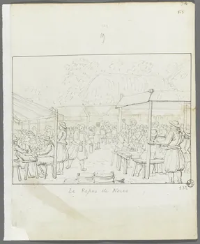 Olivier PERRIN partie d'un ensemble de dessins, album factice Le Repas de Noces Bretagne, France 1805-1815 1958.37.1.132 Photo RMN-Grand Palais (Mucem)