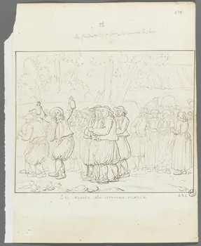 Olivier PERRIN partie d'un ensemble de dessins, album factice Les droits du nouveau marié Bretagne, France 1805-1815 1958.37.1.134 Photo RMN-Grand Palais (Mucem)