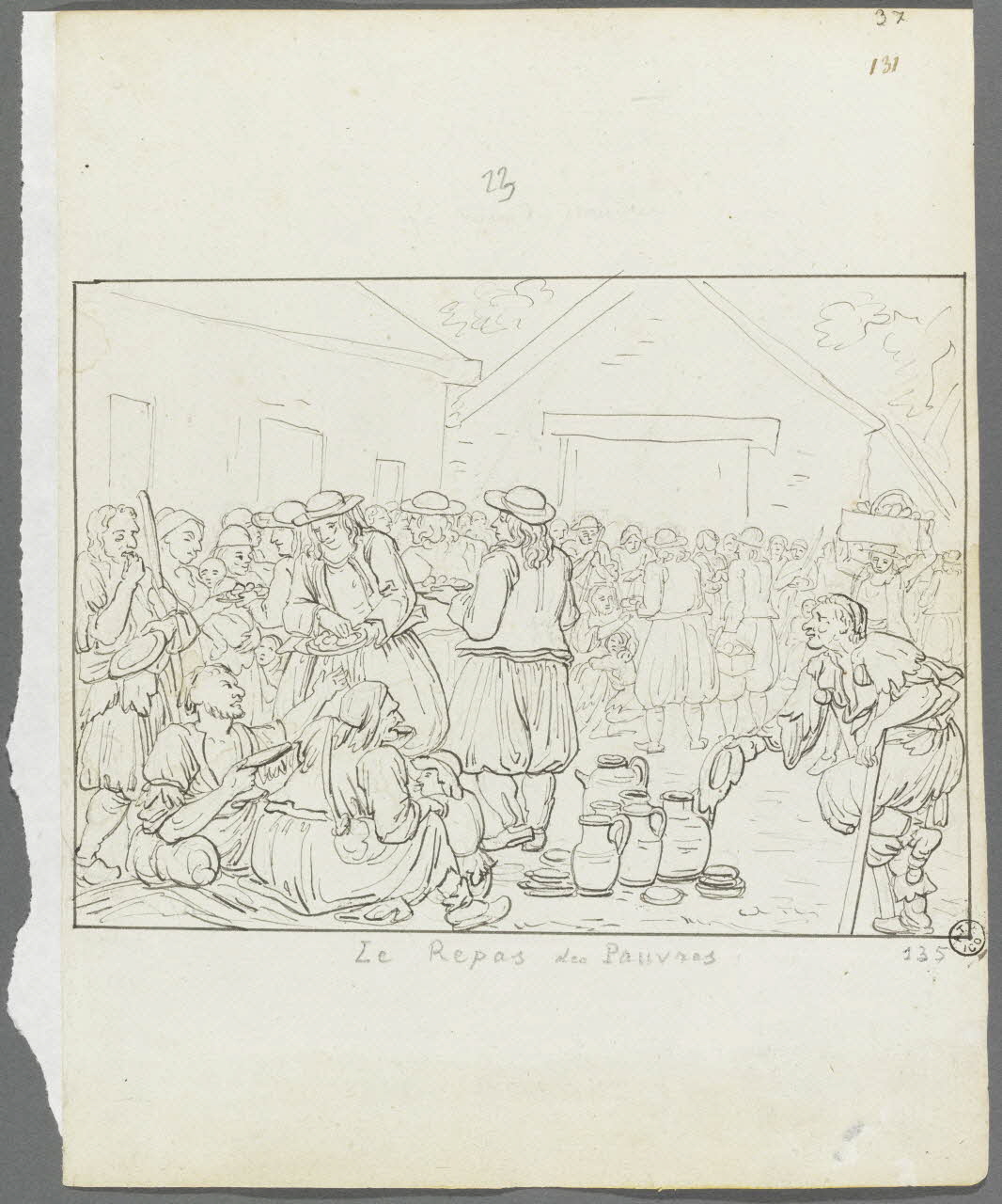 Olivier PERRIN partie d'un ensemble de dessins, album factice Le Repas des Pauvres Bretagne, France 1805-1815 1958.37.1.135 Photo RMN-Grand Palais (Mucem)