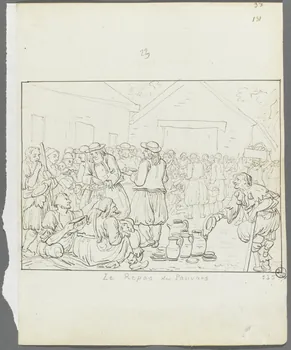 Olivier PERRIN partie d'un ensemble de dessins, album factice Le Repas des Pauvres Bretagne, France 1805-1815 1958.37.1.135 Photo RMN-Grand Palais (Mucem)