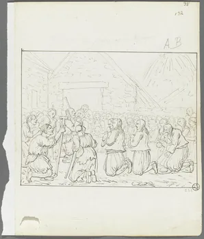 Olivier PERRIN partie d'un ensemble de dessins, album factice La prière après le repas Bretagne, France 1805-1815 1958.37.1.136 Photo RMN-Grand Palais (Mucem)