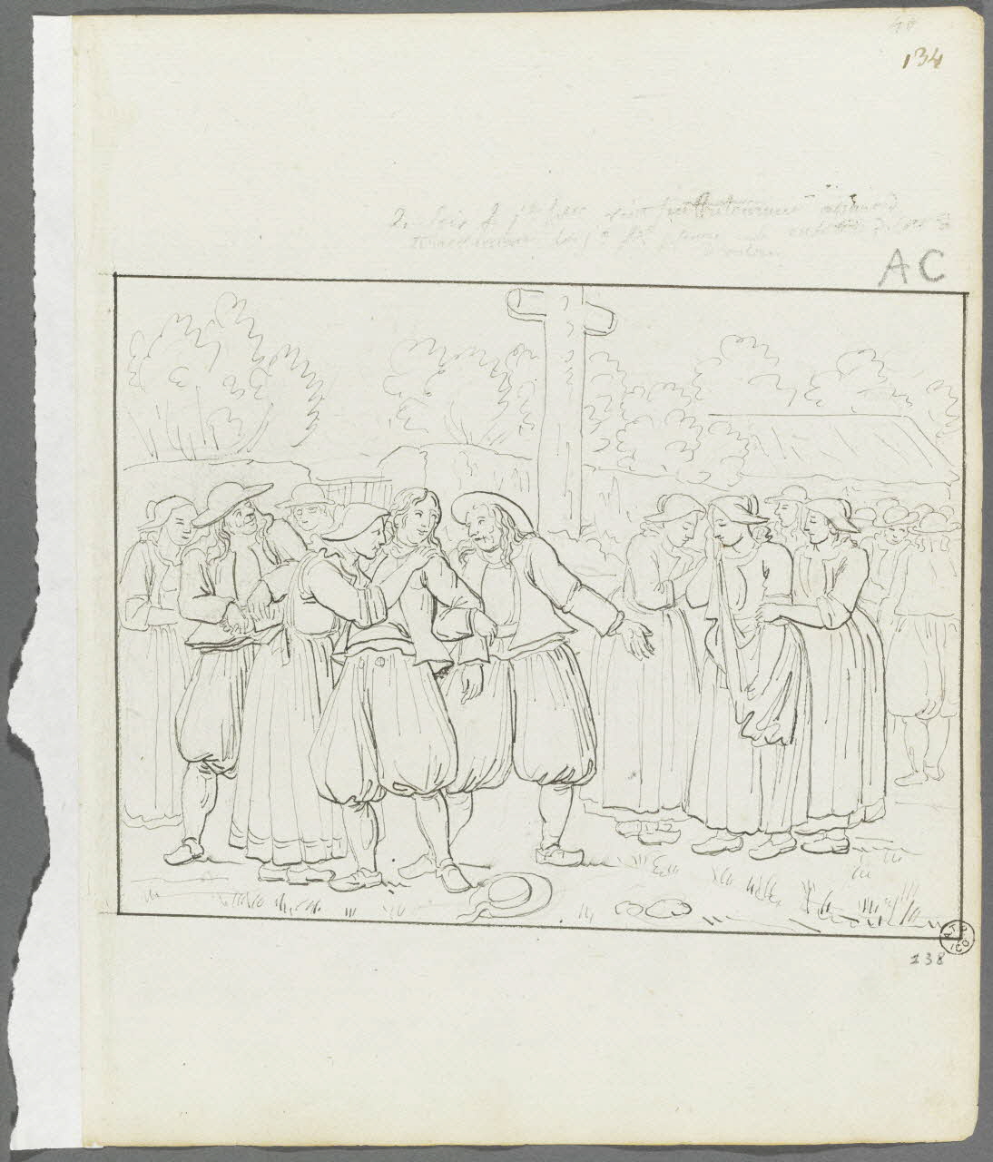 Olivier PERRIN partie d'un ensemble de dessins, album factice La séparation des mariés le soir Bretagne, France 1805-1815 1958.37.1.138 Photo RMN-Grand Palais (Mucem)