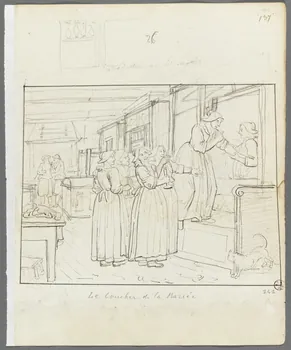 Olivier PERRIN partie d'un ensemble de dessins, album factice Le Coucher de la Mariée Bretagne, France 1805-1815 1958.37.1.141  Photo RMN-Grand Palais (Mucem)