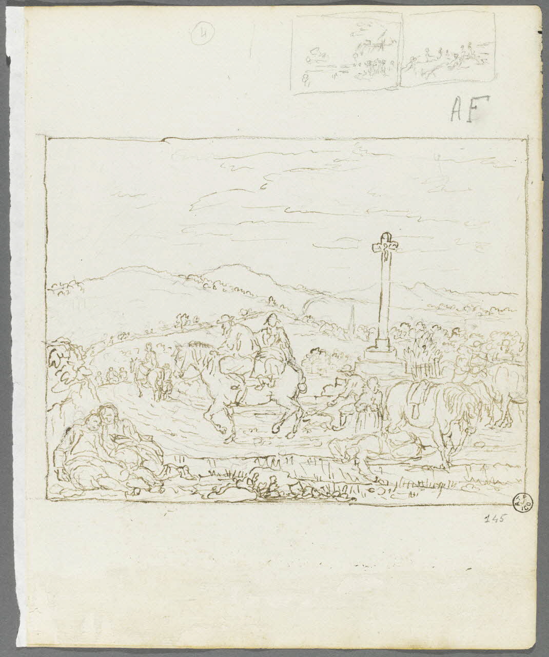 Olivier PERRIN partie d'un ensemble de dessins, album factice Le retour de la foire Bretagne, France 1805-1815 1958.37.1.145 Photo RMN-Grand Palais (Mucem)