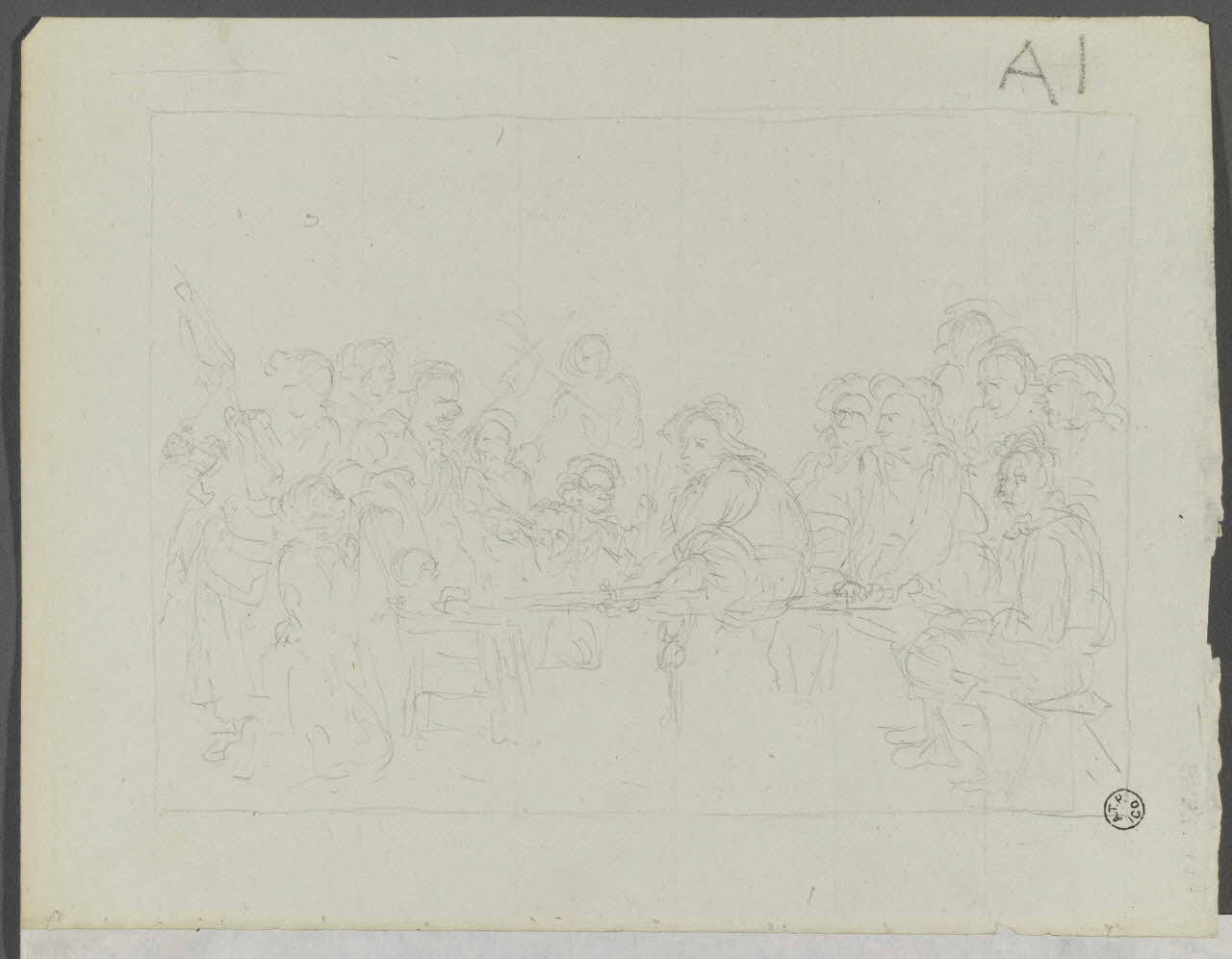 Olivier PERRIN partie d'un ensemble de dessins, album factice Un mendiant à la veillée Bretagne, France 1805-1815 1958.37.1.149 Photo RMN-Grand Palais (Mucem)