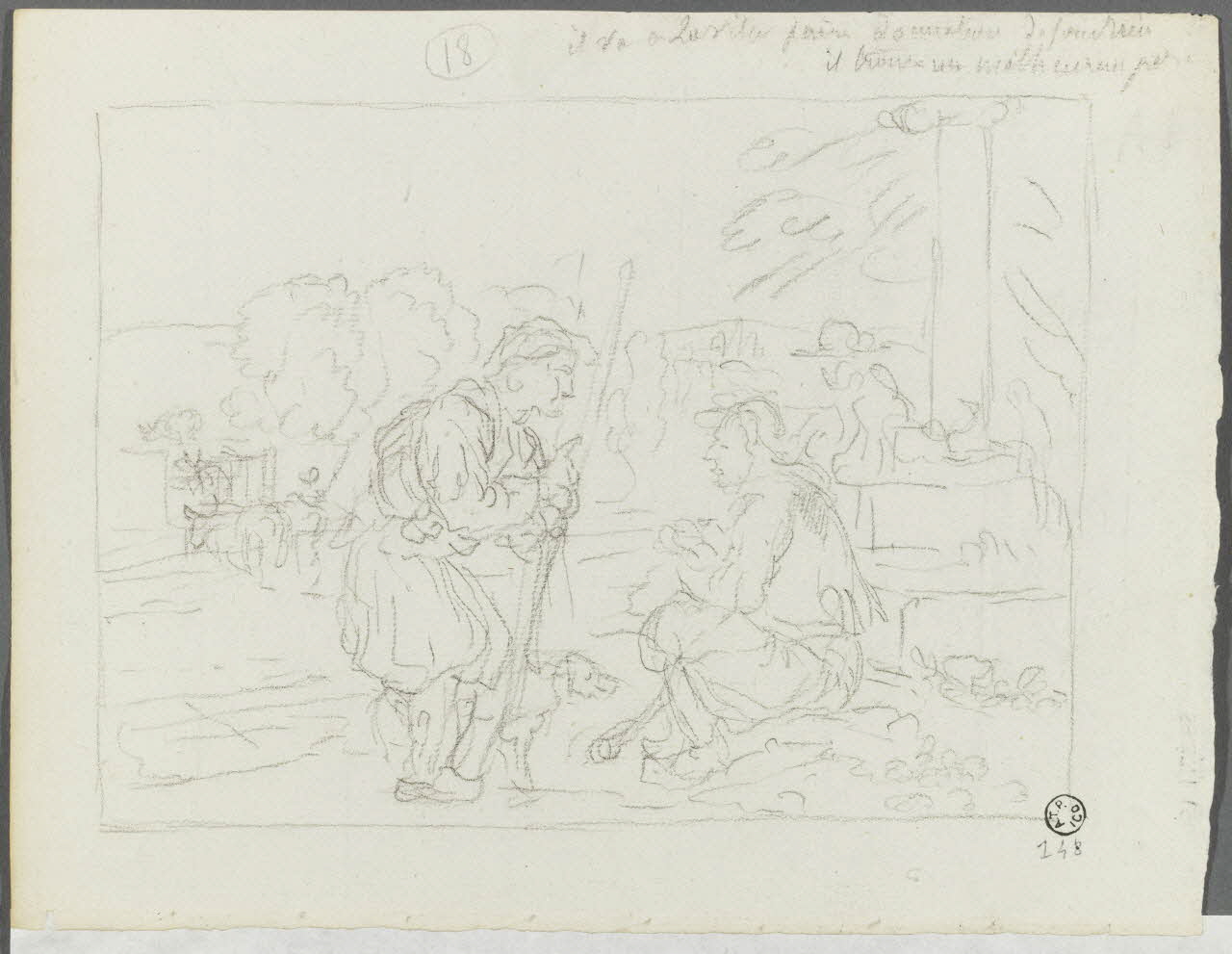 Olivier PERRIN partie d'un ensemble de dessins, album factice Le père de Philibert va à la ville faire donation de son bien Bretagne, France 1805-1815 1958.37.1.150 Photo RMN-Grand Palais (Mucem)