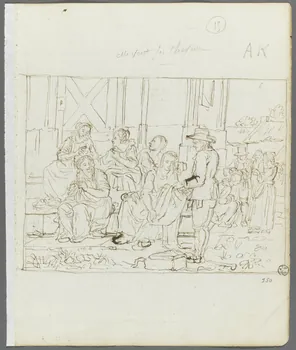 Olivier PERRIN partie d'un ensemble de dessins, album factice Marie-Anne vend ses cheveux Bretagne, France 1805-1815 1958.37.1.152 Photo RMN-Grand Palais (Mucem)