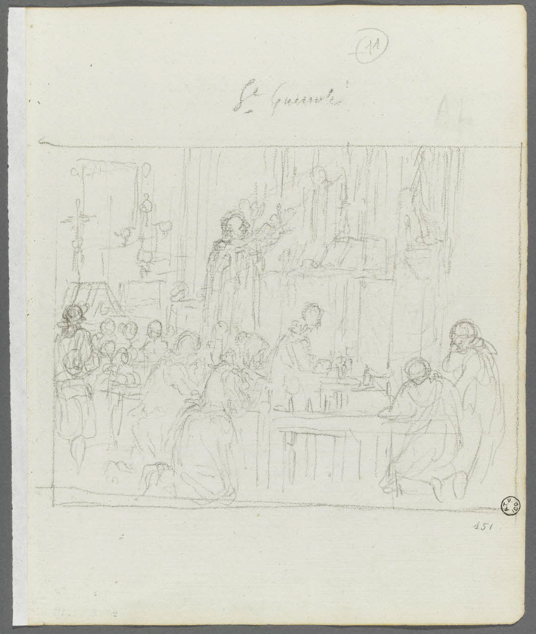 Olivier PERRIN partie d'un ensemble de dessins, album factice La messe à saint Guénolé Bretagne, France 1805-1815 1958.37.1.153 Photo RMN-Grand Palais (Mucem)