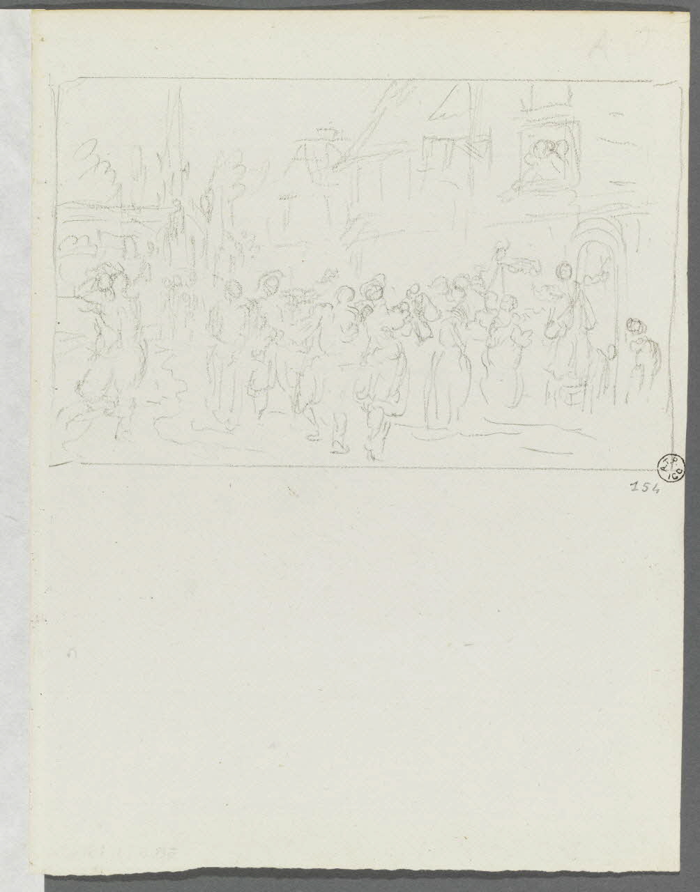 Olivier PERRIN partie d'un ensemble de dessins, album factice Scène dans un bourg du Finistère Bretagne, France 1805-1815 1958.37.1.156 Photo RMN-Grand Palais (Mucem)