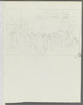 Olivier PERRIN partie d'un ensemble de dessins, album factice Scène dans un bourg du Finistère Bretagne, France 1805-1815 1958.37.1.156 Photo RMN-Grand Palais (Mucem)