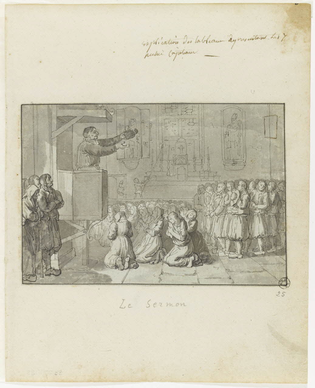 Olivier PERRIN partie d'un ensemble de dessins Le Sermon Bretagne, France 1805-1815 1958.37.1.25 Photo RMN-Grand Palais (Mucem)