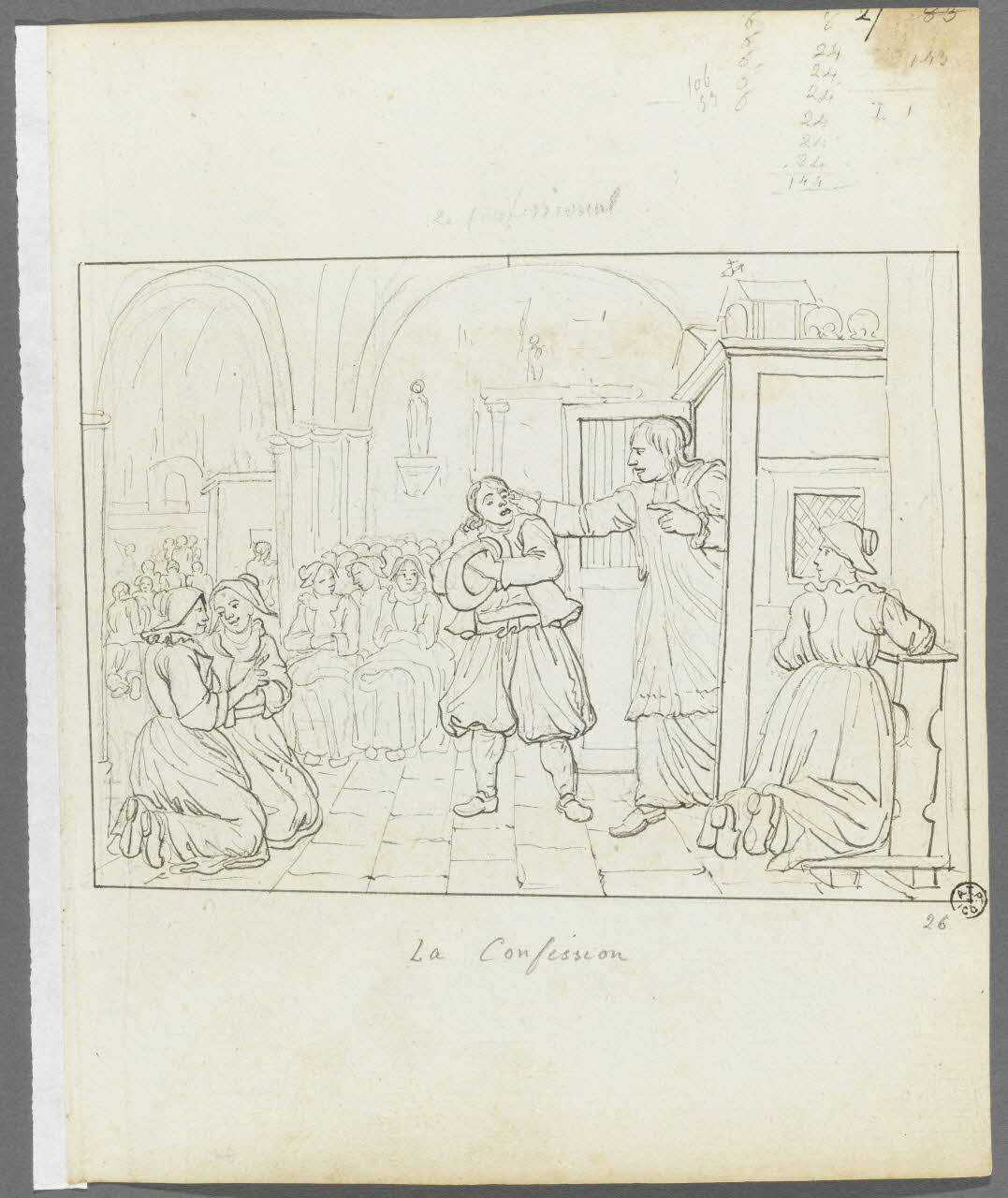 Olivier PERRIN partie d'un ensemble de dessins La Confession Bretagne, France 1805-1815 1958.37.1.26 Photo RMN-Grand Palais (Mucem)