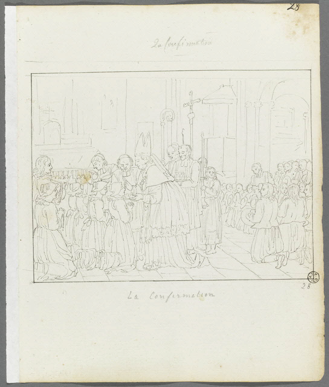 Olivier PERRIN partie d'un ensemble de dessins La Confirmation Bretagne, France 1805-1815 1958.37.1.28 Photo RMN-Grand Palais (Mucem)