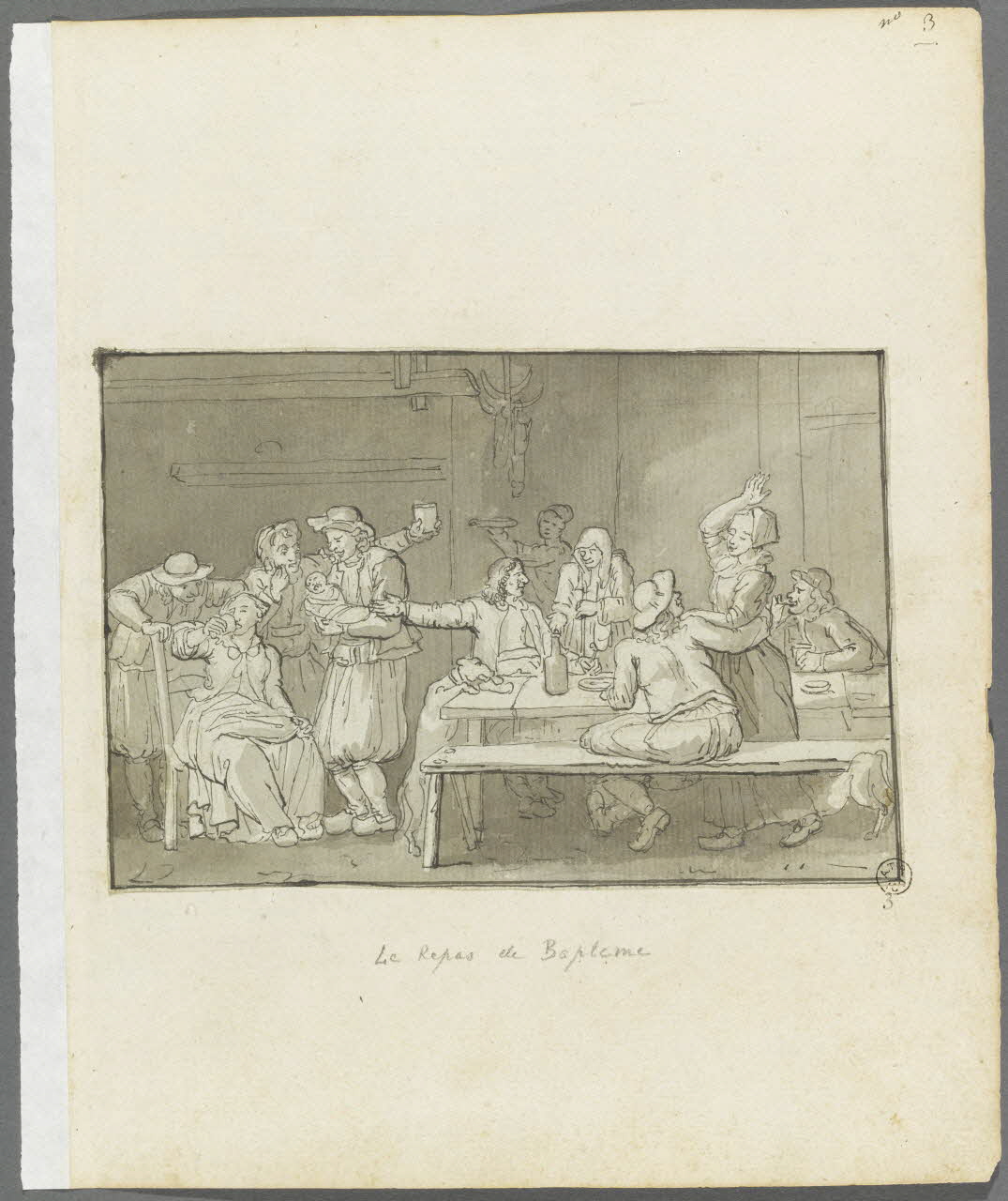 Olivier PERRIN partie d'un ensemble de dessins Le Repas de Bapteme Bretagne, France 1805-1808 1958.37.1.3 Photo RMN-Grand Palais (Mucem)