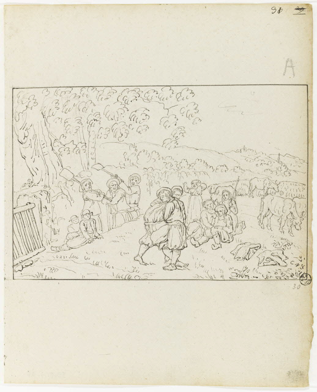 Olivier PERRIN partie d'un ensemble de dessins Enfants bretons luttant Bretagne, France 1805-1815 1958.37.1.30 Photo RMN-Grand Palais (Mucem)